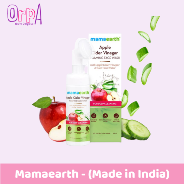 Mamaearth Apple Cider Vinegar Foaming Face Wash with Apple Cider Vinegar and Aloe Vera Water for Deep Cleansing - 150ml