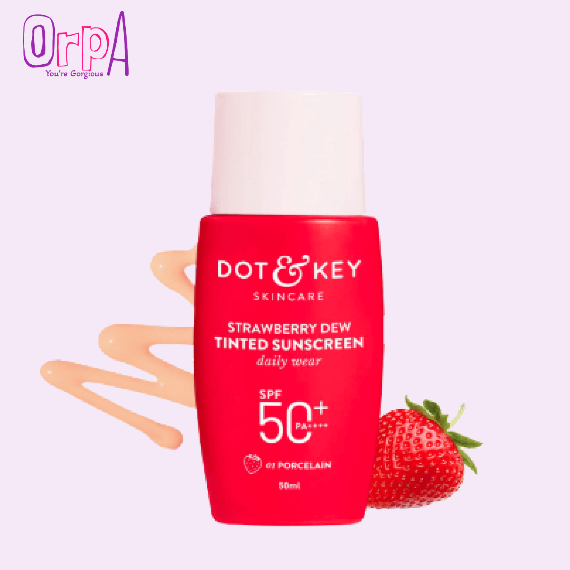 Dot & Key Strawberry Dew Tinted Sunscreen SPF 50+ PA++++ – 01 Porcelain Protection – 50ml (1.7 fl oz)