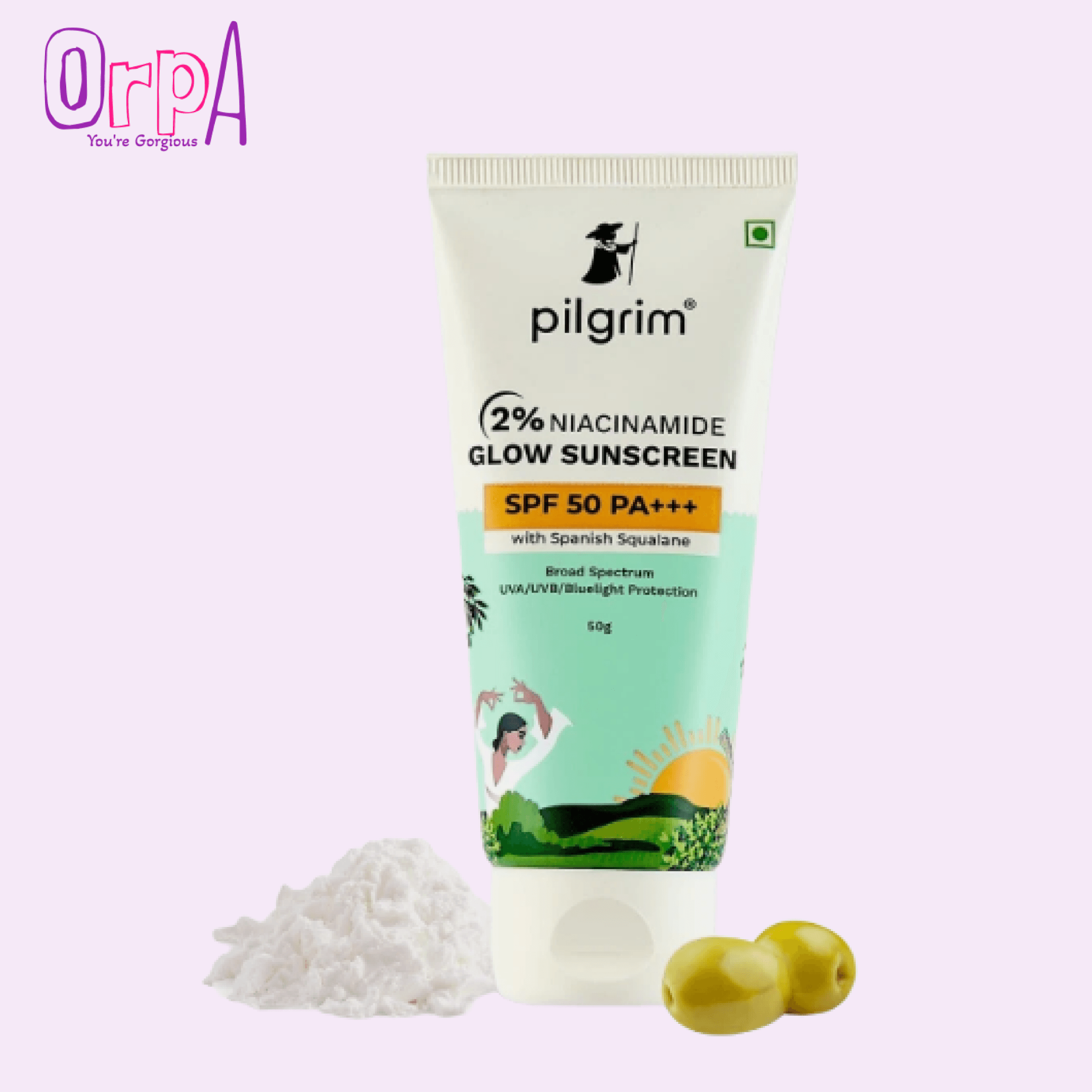 Pilgrim 2% Niacinamide Glow Sunscreen SPF 50 +++ for men and women 50g