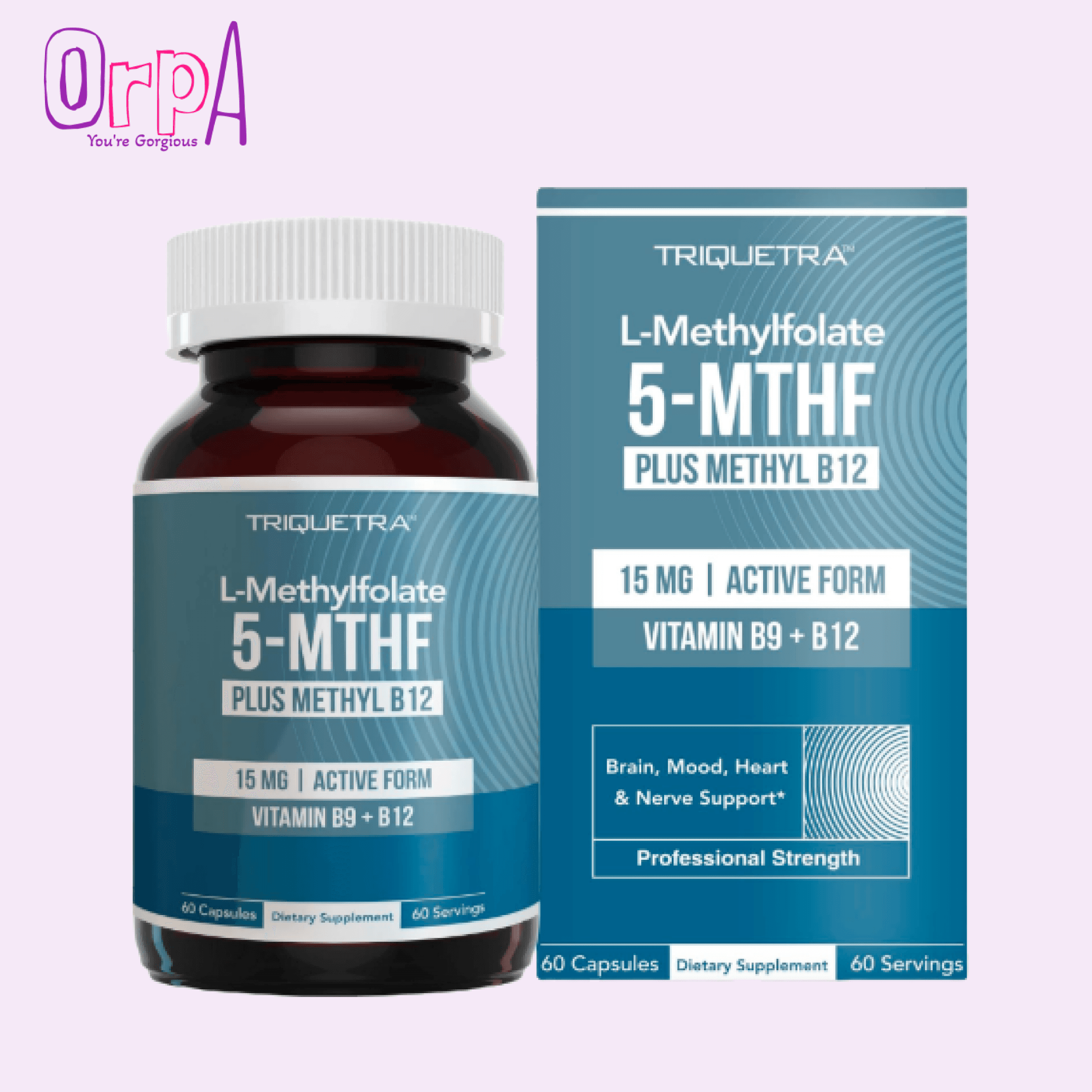 Triquetra Health L Methyl Folate 15mg Plus Methyl B12 Cofactor 60 Capsules – 60 Servings