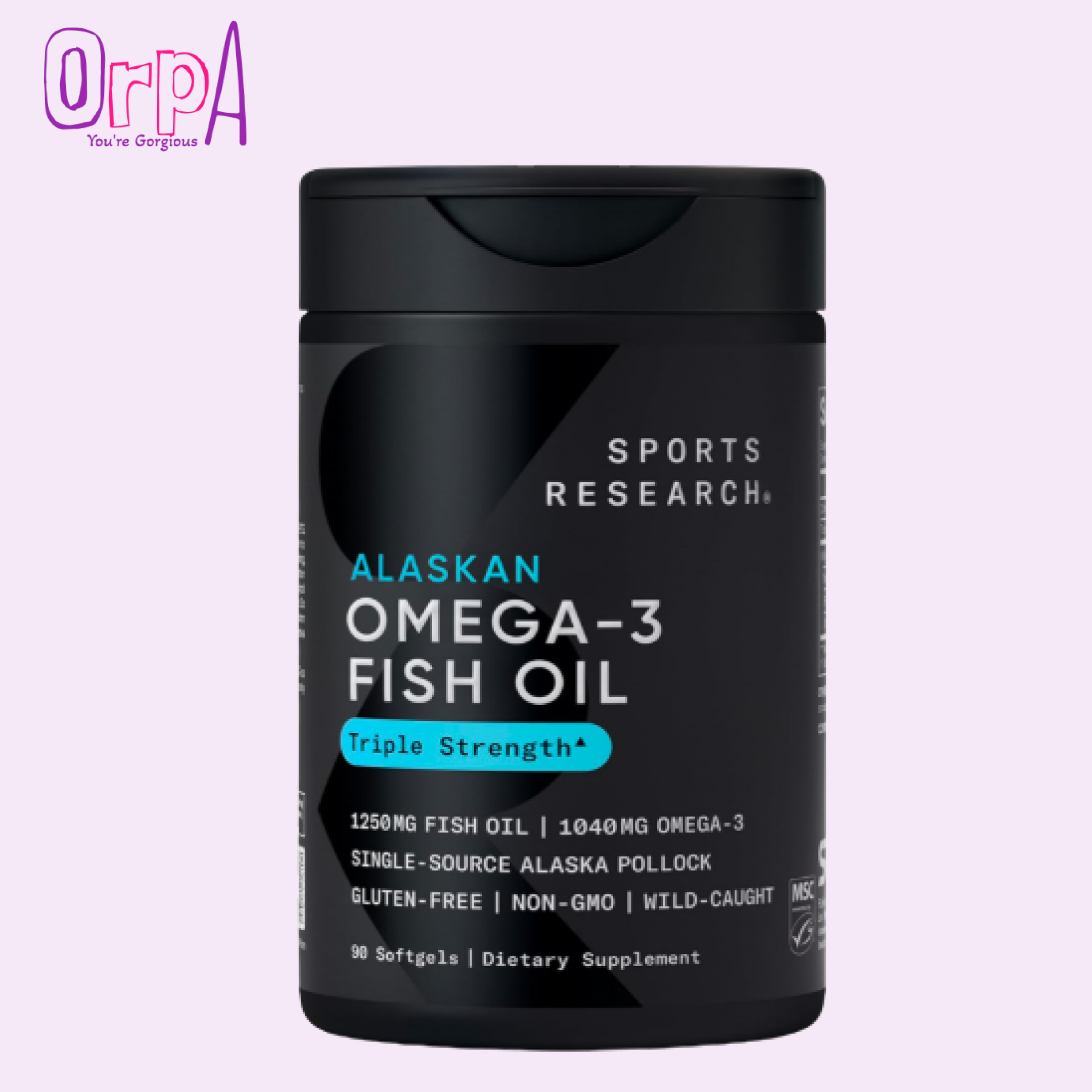 Sports Research Alaskan Omega 3 Fish Oil 1250mg Triple Strength Fish Oil Supplement 90 Softgel