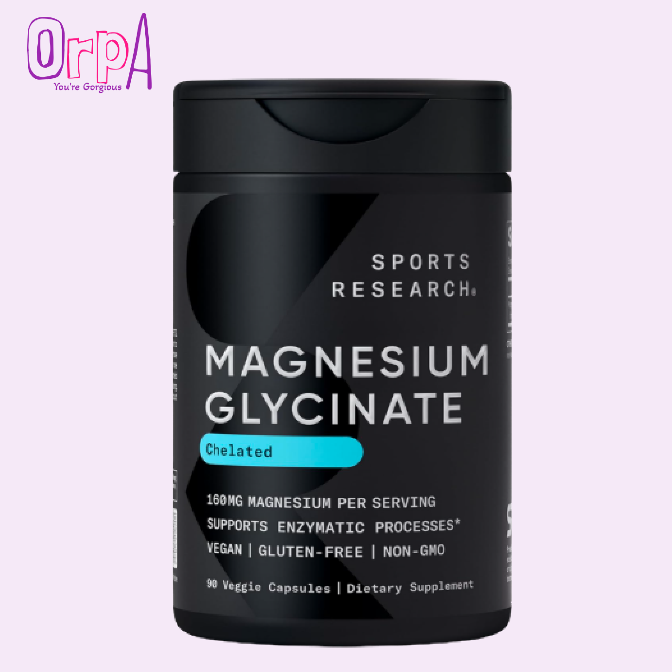 Sports Research Magnesium Glycinate 160 mg Chelated Magnesium Vegan Capsule 90 Count
