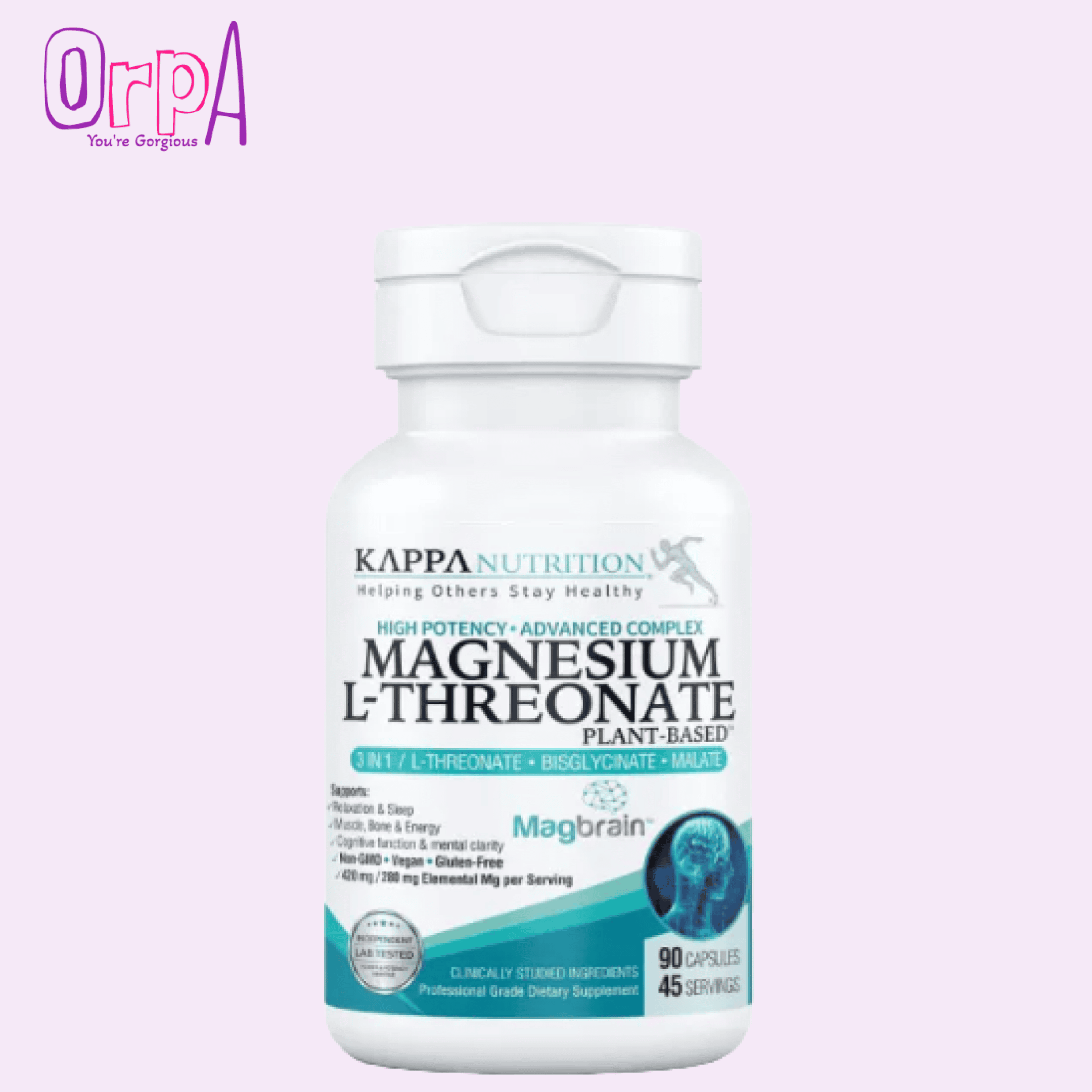 Kappa Nutrition Magnesium L-Threonate Plant-Based 3 in 1 Powered by Magbrain 90 count