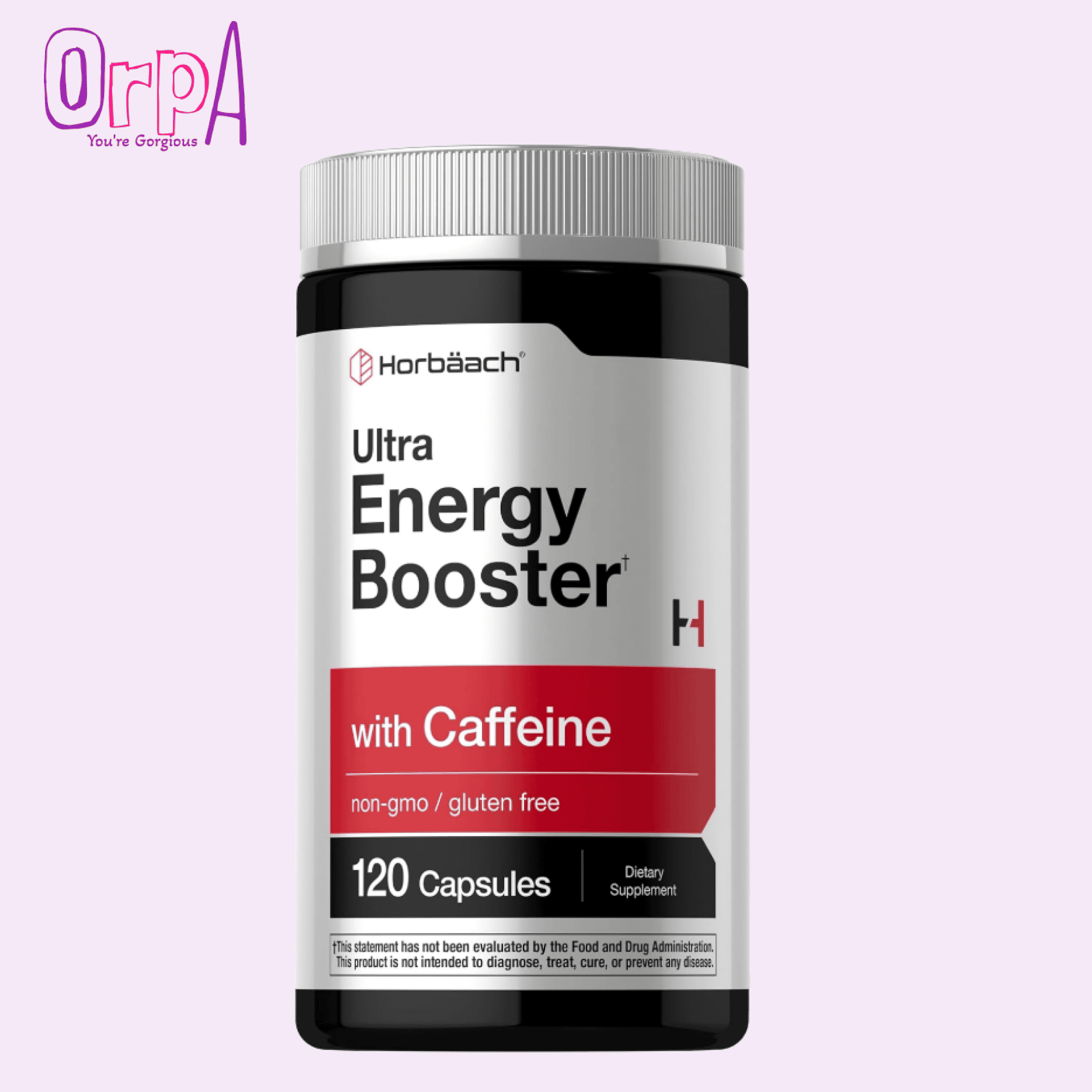 Horbaach Energy Supplement with Caffeine, Ginseng and B12, 120 Capsules