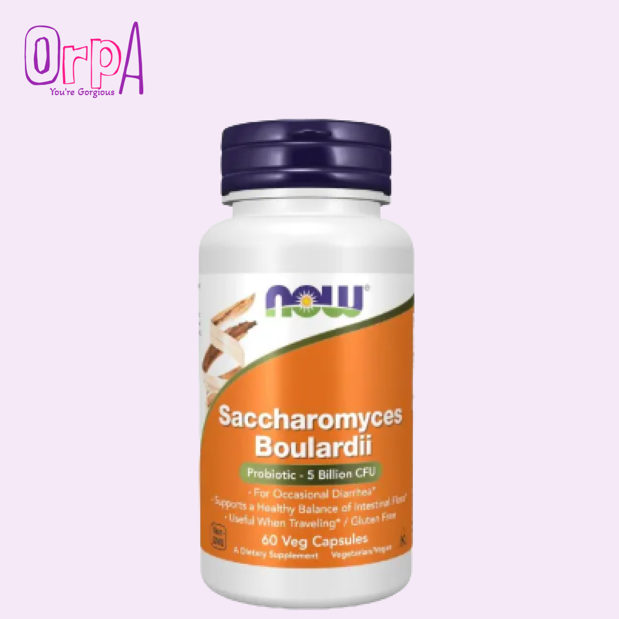 NOW Saccharomyces Boulardii 5 billion CFU Probiotic 60 Veg Capsules