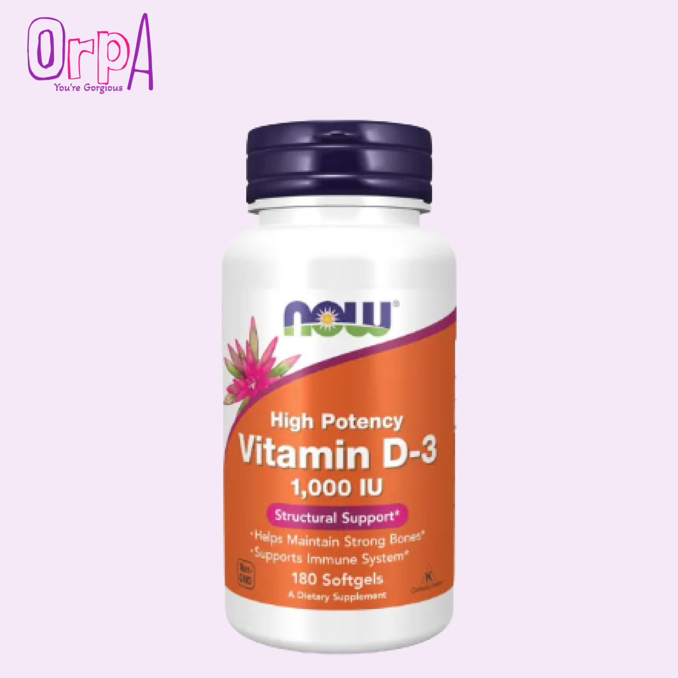 NOW Vitamin D-3 1,000 IU, High Potency Structural support 180 Softgels