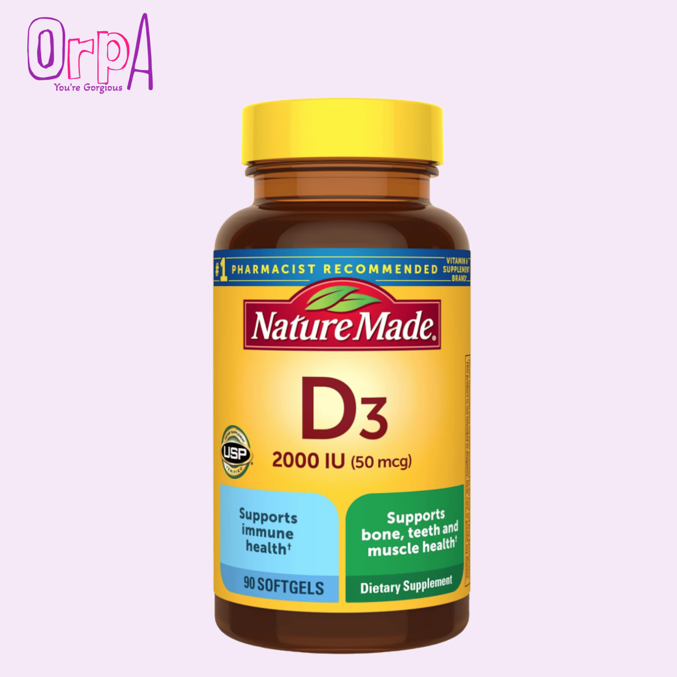 Nature Made D3 2,000 IU (50 mcg) 90 Softgels