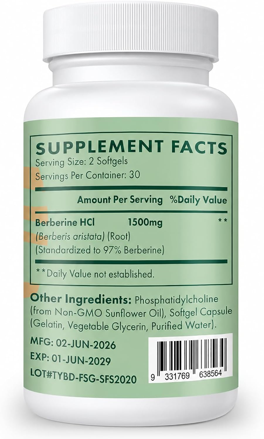 Caelum Core Liposomal Berberine HCL - Berberine 1500mg - 60 Softgels - Image 4