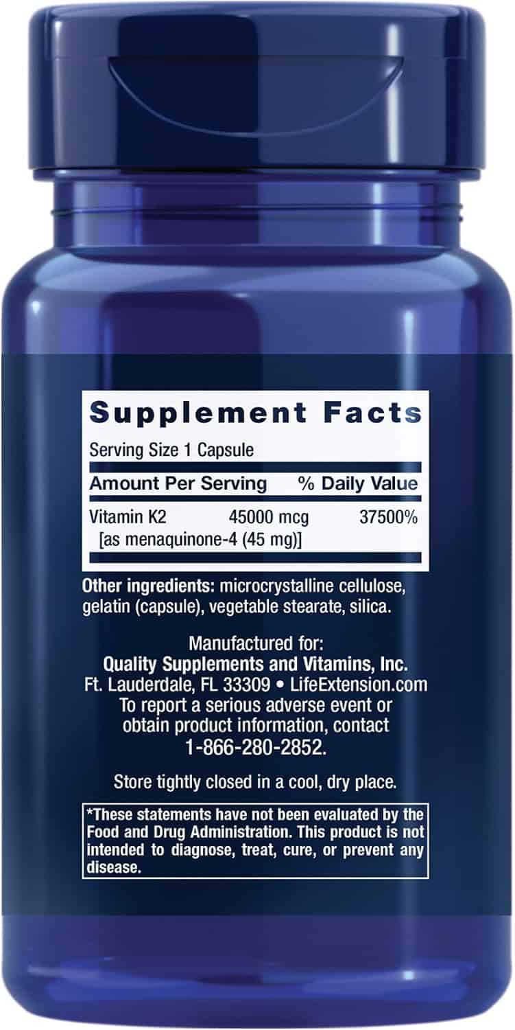 Life Extension Mega Vitamin K2 45 mg – 30 Capsules - Image 2