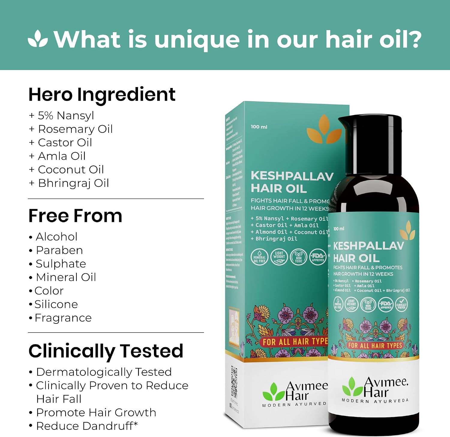 Avimee Herbal Keshpallav Hair Oil For Hair Growth - 100ml - Image 4