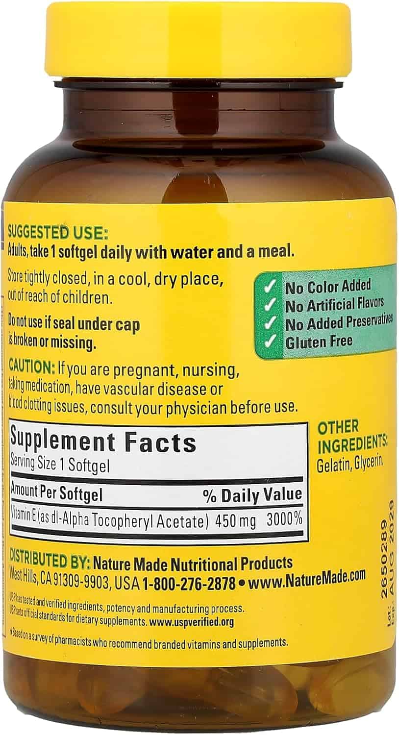 Nature Made Vitamin E 1000 IU (450 mg) – 60 Softgels - Image 2