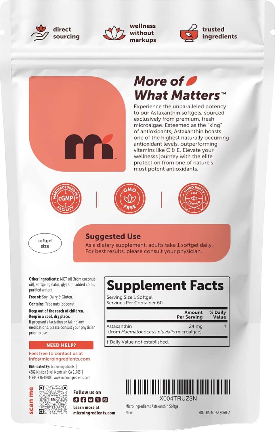 Micro Ingredients Astaxanthin 24mg – 60 Softgels - Image 3