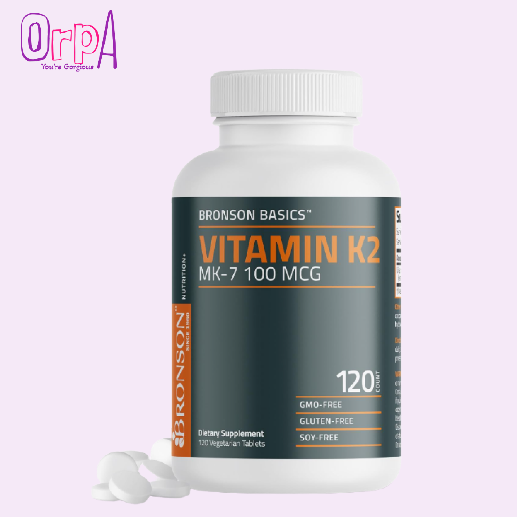 Bronson Vitamin K2 DBronson Vitamin K2 MK-7 100 MCG K2 as MK7 Menaquinone Bone Support 120 Tablets3 (MK7) Supplement 2-in1 D3 & K2 Complex, 360 Capsules