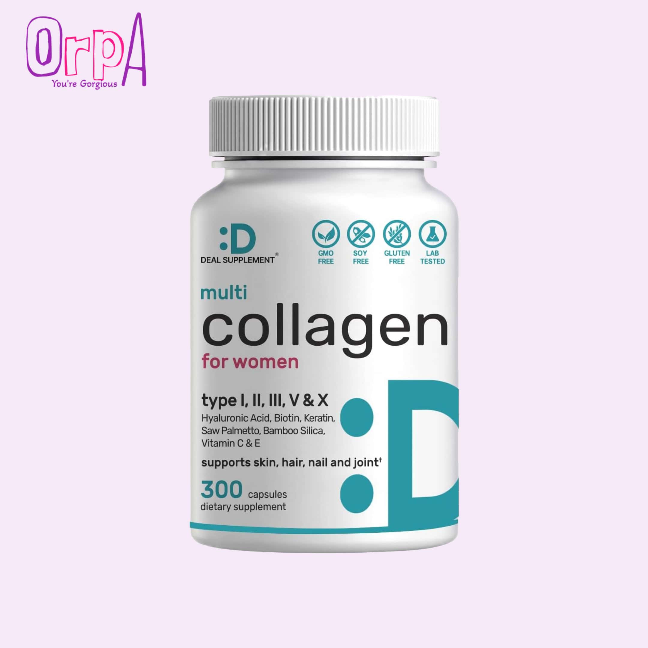 Deal Supplement Multi Collagen Pills for Women & Men with Vitamin C, E & Biotin – Type I, II, III, V, X Hydrolyzed Collagen Peptides – 11 in 1 Formula with Saw Palmetto, Bamboo Silica, & Hyaluronic Acid - 300 Capsules